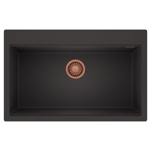 HD Infinity Antracit 78 egymedencés gránit mosogatótálca, matt antracit színben, szálcsiszolt réz leeresztő szifonnal