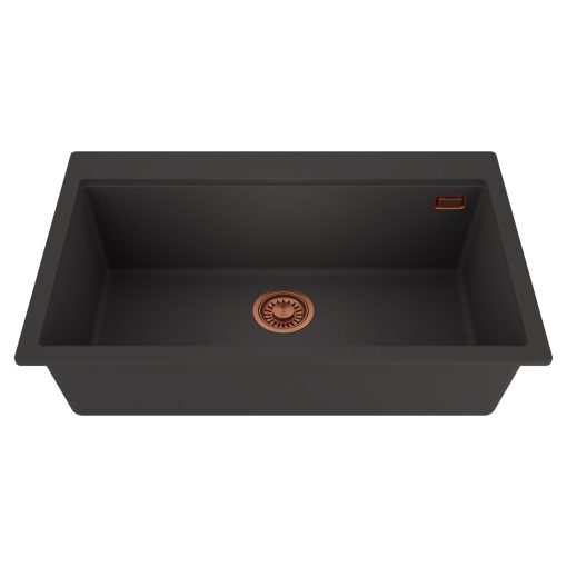 HD Infinity Antracit 78 egymedencés gránit mosogatótálca, matt antracit színben, szálcsiszolt réz leeresztő szifonnal