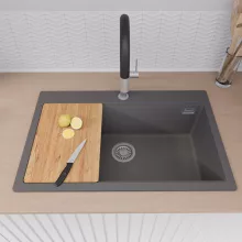 HD Infinity Antracit 78 egymedencés gránit mosogatótálca, vágódeszkával, matt antracit színben