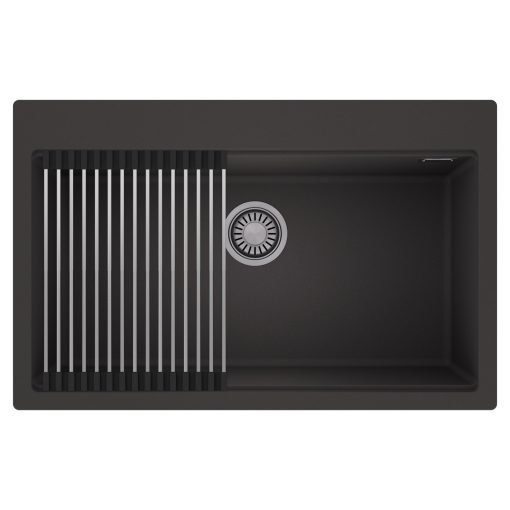 HD Infinity Antracit 78 egymedencés gránit mosogatótálca szett, acél csepegtetőráccsal, matt antracit színben