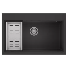 HD Infinity Antracit 78 egymedencés gránit mosogatótálca szett, acél csepegtetőkosárral, matt antracit színben