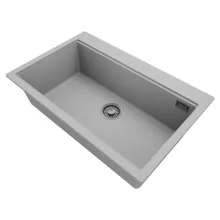 HD Infinity Grey 78 egymedencés gránit mosogatótálca, vágódeszkával, alpesi szürke színben, szálcsiszolt króm leeresztő szifonnal