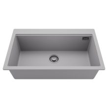 HD Infinity Grey 78 egymedencés gránit mosogatótálca, alpesi szürke színben, szálcsiszolt króm leeresztő szifonnal