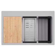 HD Infinity Grey 78 egymedencés gránit mosogatótálca szett, vágódeszkával, matt fekete csepegtetőráccsal és krómozott kosárral, alpesi szürke színben, matt fekete leeresztő szifonnal