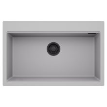 HD Infinity Grey 78 egymedencés gránit mosogatótálca, alpesi szürke színben, matt fekete leeresztő szifonnal