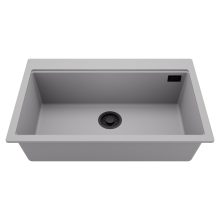 HD Infinity Grey 78 egymedencés gránit mosogatótálca, alpesi szürke színben, matt fekete leeresztő szifonnal