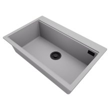 HD Infinity Grey 78 egymedencés gránit mosogatótálca, alpesi szürke színben, matt fekete leeresztő szifonnal