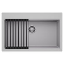 HD Infinity Grey 78 egymedencés gránit mosogatótálca szett, matt fekete csepegtetőráccsal, alpesi szürke színben