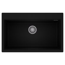 HD Infinity Black 78 egymedencés gránit mosogatótálca, matt fekete színben, szálcsiszolt króm leeresztő szifonnal