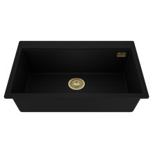 HD Infinity Black 78 egymedencés gránit mosogatótálca, matt fekete színben, szálcsiszolt arany leeresztő szifonnal