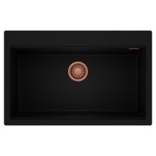 HD Infinity Black 78 egymedencés gránit mosogatótálca, matt fekete színben, szálcsiszolt réz leeresztő szifonnal