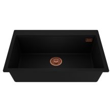 HD Infinity Black 78 egymedencés gránit mosogatótálca, matt fekete színben, szálcsiszolt réz leeresztő szifonnal