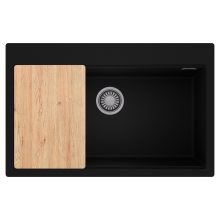 HD Infinity Black 78 egymedencés gránit mosogatótálca, vágódeszkával, matt fekete színben