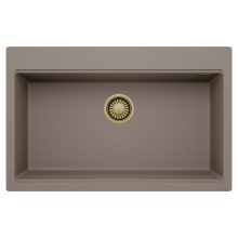 HD Infinity Tortora 78 egymedencés gránit mosogatótálca, tortora színben, szálcsiszolt arany leeresztő szifonnal