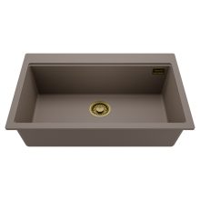 HD Infinity Tortora 78 egymedencés gránit mosogatótálca, tortora színben, szálcsiszolt arany leeresztő szifonnal