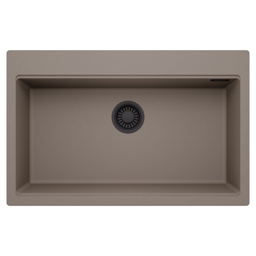 HD Infinity Tortora 78 egymedencés gránit mosogatótálca, tortora színben, matt fekete leeresztő szifonnal