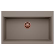 HD Infinity Tortora 78 egymedencés gránit mosogatótálca, tortora színben, szálcsiszolt réz leeresztő szifonnal