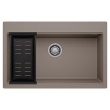 HD Infinity Tortora 78 egymedencés gránit mosogatótálca szett, matt fekete csepegtetőkosárral, tortora színben