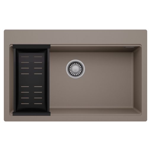 HD Infinity Tortora 78 egymedencés gránit mosogatótálca szett, matt fekete csepegtetőkosárral, tortora színben