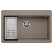 HD Infinity Tortora 78 egymedencés gránit mosogatótálca szett, acél csepegtetőkosárral, tortora színben