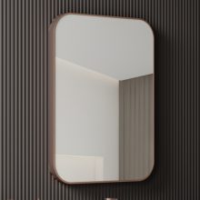 HD Kim Brushed Copper 60 cm széles fürdőszobai fali szögletes tükör, szálcsiszolt réz színű alumínium kerettel