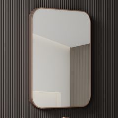   HD Kim Rose 50/60 cm széles fürdőszobai szögletes fali tükör, rózsa arany színű alumínium kerettel