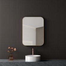 HD Kim Brushed Copper 60 cm széles fürdőszobai fali szögletes tükör, szálcsiszolt réz színű alumínium kerettel