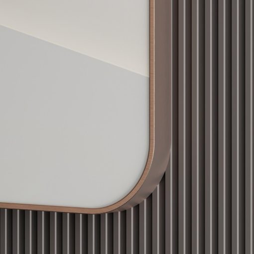 HD Kim Brushed Copper 60 cm széles fürdőszobai fali szögletes tükör, szálcsiszolt réz színű alumínium kerettel