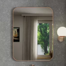 HD Kim Brushed Copper 60x80 cm széles fürdőszobai fali szögletes tükör, szálcsiszolt réz színű alumínium kerettel