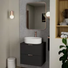HD Kim Brushed Copper 60x80 cm széles fürdőszobai fali szögletes tükör, szálcsiszolt réz színű alumínium kerettel