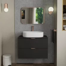 HD Kim Brushed Copper 70x50 cm széles fürdőszobai szögletes fali tükör, szálcsiszolt réz színű alumínium kerettel