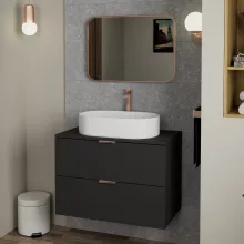 HD Kim Brushed Copper 70x50 cm széles fürdőszobai szögletes fali tükör, szálcsiszolt réz színű alumínium kerettel