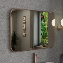 HD Kim Brushed Copper 80x60 cm széles fürdőszobai szögletes fali tükör, szálcsiszolt réz színű alumínium kerettel