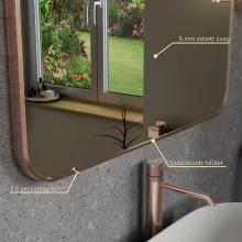HD Kim Brushed Copper 80x60 cm széles fürdőszobai szögletes fali tükör, szálcsiszolt réz színű alumínium kerettel