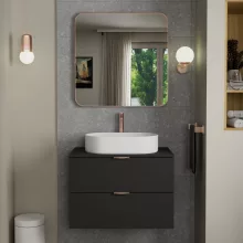 HD Kim Brushed Copper 80x80 cm széles fürdőszobai fali szögletes tükör, szálcsiszolt réz színű alumínium kerettel