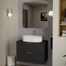 HD Kim Brushed Copper 80x80 cm széles fürdőszobai fali szögletes tükör, szálcsiszolt réz színű alumínium kerettel