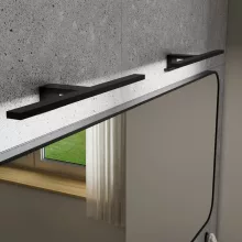 HD Kim Black 150x60 cm széles fürdőszobai fali szögletes tükör, matt fekete színű alumínium kerettel és LED lámpával