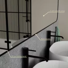 HD Kim Black 150x60 cm széles fürdőszobai fali szögletes tükör, matt fekete színű alumínium kerettel