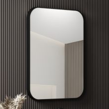 HD Kim Black 60 cm széles fürdőszobai szögletes fali tükör, fekete színű alumínium kerettel