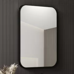   HD Kim Black 50/60 cm széles fürdőszobai szögletes fali tükör, fekete színű alumínium kerettel