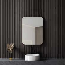 HD Kim Black 60 cm széles fürdőszobai szögletes fali tükör, fekete színű alumínium kerettel