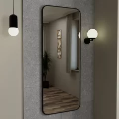   HD Kim Black 60x150 cm széles fürdőszobai fali szögletes tükör, matt fekete színű alumínium kerettel