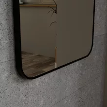 HD Kim Black 60x150 cm széles fürdőszobai fali szögletes tükör, matt fekete színű alumínium kerettel