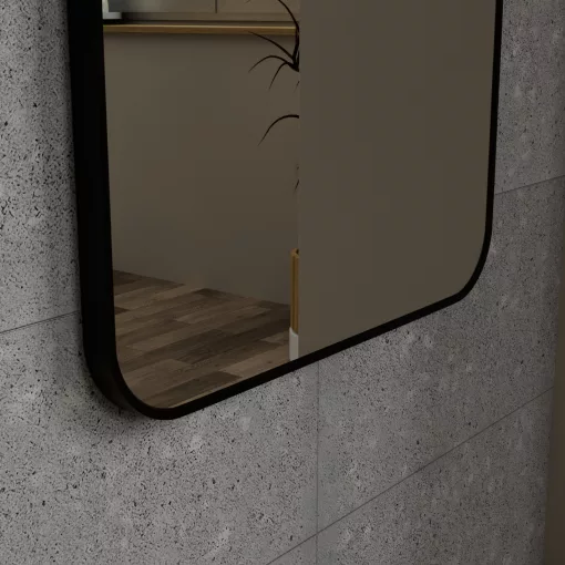 HD Kim Black 60x150 cm széles fürdőszobai fali szögletes tükör, matt fekete színű alumínium kerettel