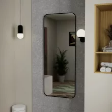 HD Kim Black 60x150 cm széles fürdőszobai fali szögletes tükör, matt fekete színű alumínium kerettel