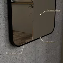 HD Kim Black 60x150 cm széles fürdőszobai fali szögletes tükör, matt fekete színű alumínium kerettel
