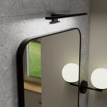 HD Kim Black 60x80 cm széles fürdőszobai szögletes fali tükör, fekete színű alumínium kerettel és LED lámpával