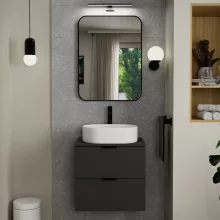 HD Kim Black 60x80 cm széles fürdőszobai szögletes fali tükör, fekete színű alumínium kerettel és LED lámpával