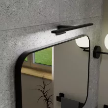 HD Kim Black 70x50 cm széles fürdőszobai szögletes fali tükör, fekete színű alumínium kerettel és LED lámpával