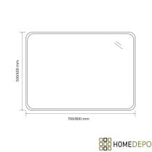 HD Kim Black 80 cm széles fürdőszobai szögletes fali tükör, fekete színű alumínium kerettel és LED lámpával